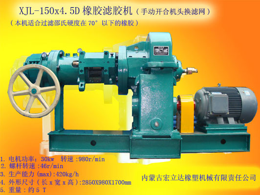 XJL-150X4.5D橡膠濾膠機（手動開合機頭換濾網）